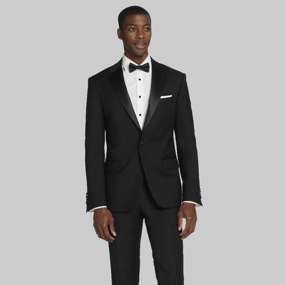 NEW Bank Slim Fit Black Tuxedo Suit Jacket 40L